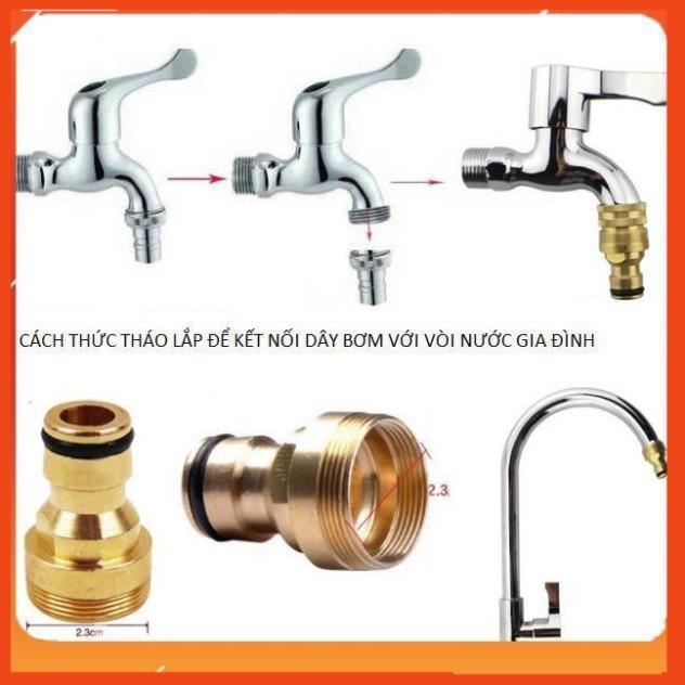 Bộ dây vòi xịt nước rửa xe, tưới cây . tăng áp 3 lần, loại 15m 206701 đầu đồng,cút đồng+ tặng đai