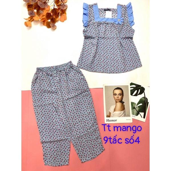 Đồ bộ nữ,đồ ngủ mặc nhà lửng 9 tấc vải lụa mango phối tằm BL 98 họa tiết hoa nhí siêu cưng size đại 60-67kg.