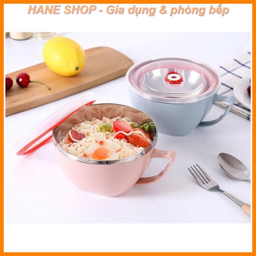 Ca ăn mì_/ Tô giữ nhiệt có nắp và quai cầm chống nóng tiện dụng size 14cm hình hoạ tiết xinh xắn nhiều màu