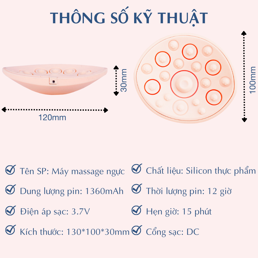 Máy massage nở ngực thông minh CTFAST WX-008: Mát xa rung đa điểm kết hợp nhiệt hỗ trợ nâng cấp kích thước vòng 1, cải thiện tình trạng ngực không đều, chảy xệ, giúp tăng lưu thông tuần hoàn máu, kích sữa an toàn ở mẹ