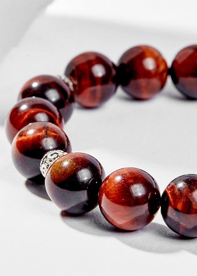 Vòng Tay Phong Thủy Đá Mắt Hổ Nâu Đỏ Phối Charm Tỳ Hưu Bạc Mệnh Hỏa, Thổ Ngọc Quý Gemstones