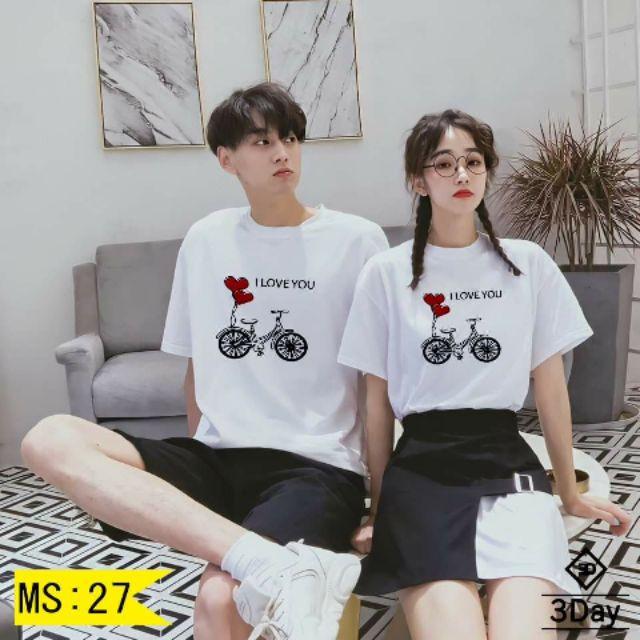 Áo đôi hình xe đạp, chất thun mát - giá 2 áo