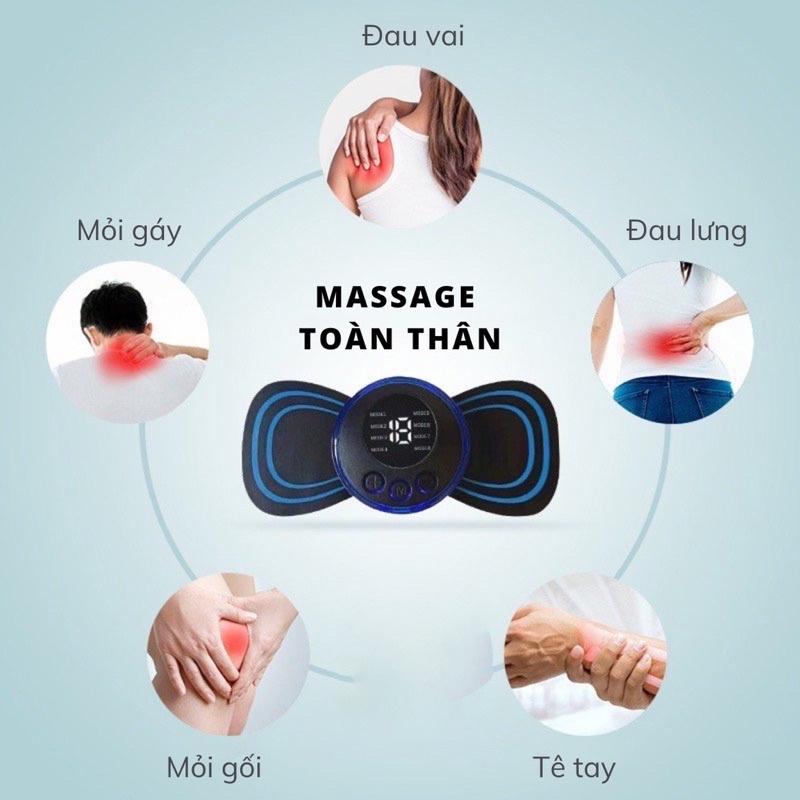 Miếng Dán Massage Giảm Đau Nhức Cổ Vai Gáy, Bắp Tay, Lưng Máy Mat Xa Xung Điện Nhiều Chế Độ Tặng Kèm Dây Sạc USB