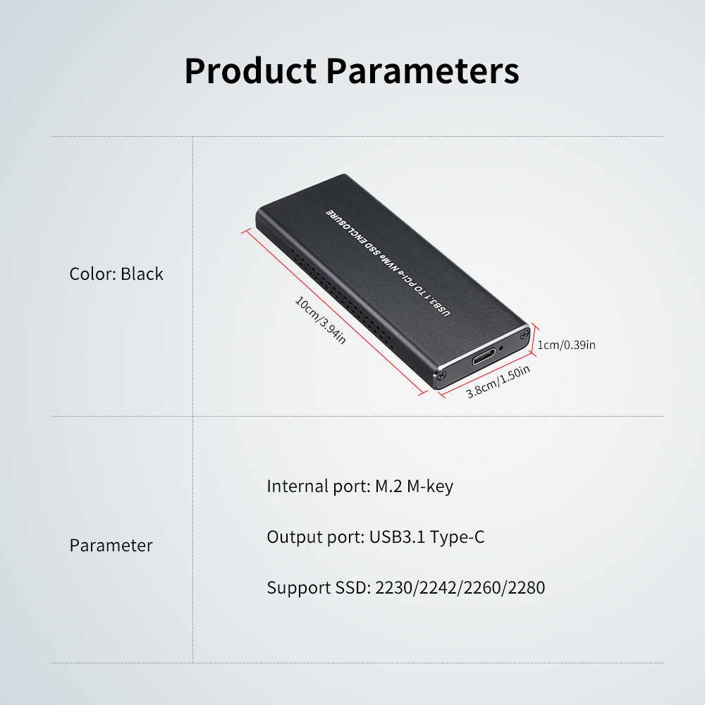 USB 3.1 PCI-E NVMe SSD Type-C. Ổ cứng ngoài bằng nhôm M.2 10 Gbps