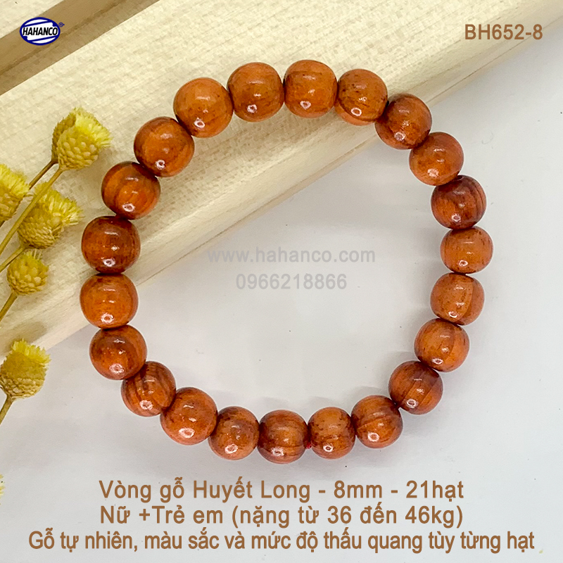 Vòng Gỗ Huyết Long Thấu Quang (BH652) Trừ Tà - Giảm tai ương - Đem lại may mắn - Bracelet of HAHANCO