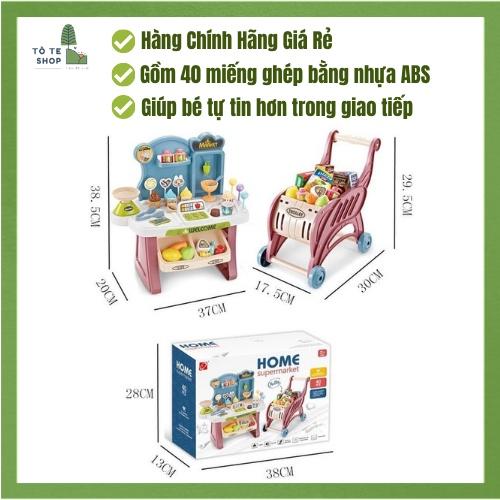 Đồ chơi siêu thị kèm xe đẩy , đồ chơi bán hàng có xe đẩy, quầy thanh toán có chức năng quẹt thẻ âm than và đèn như thật