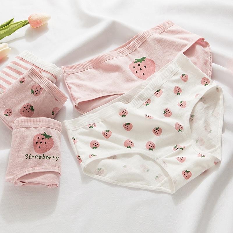Quần Lót Nữ Cotton Siêu Thoáng Nâng Mông Dâu Tây Siêu xinh QL08