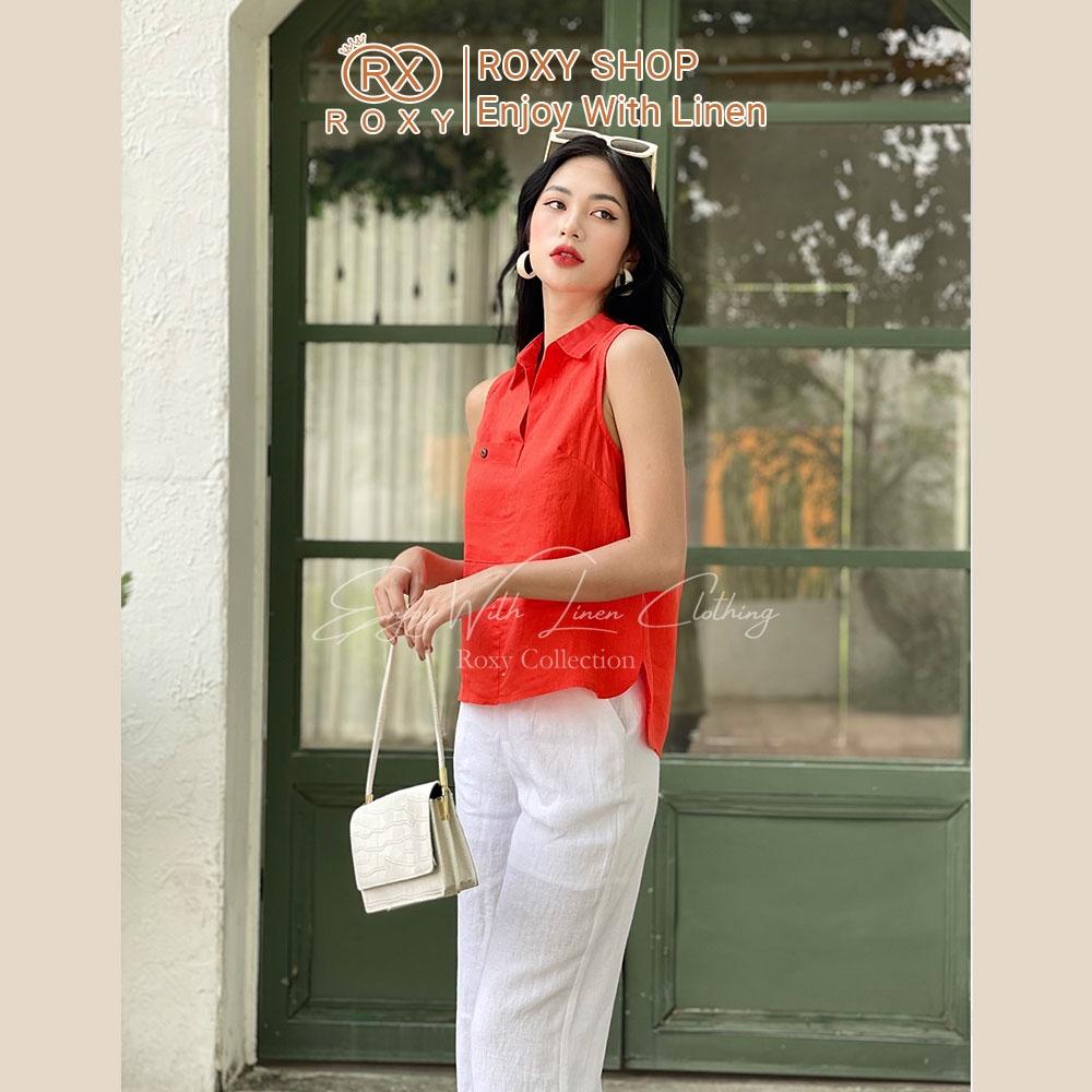 Áo Sát Nách Linen Thiết Kế Cổ Vest Thóang Mát