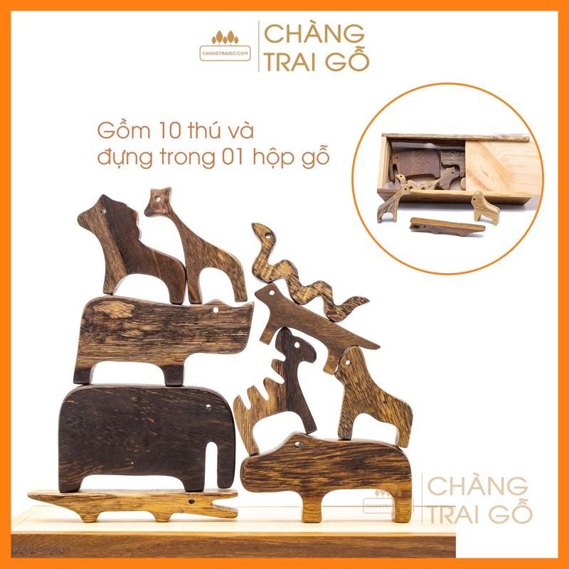 Bộ 10 thú hoang dã xếp chồng, trò chơi cân bằng giúp bé rèn luyện khéo léo, kiên nhẫn,đồ chơi