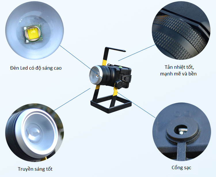 Đèn Led Ngoài Trời Siêu Sáng, Sạc Điện T6 W806 Có Khả Năng Chống Nước