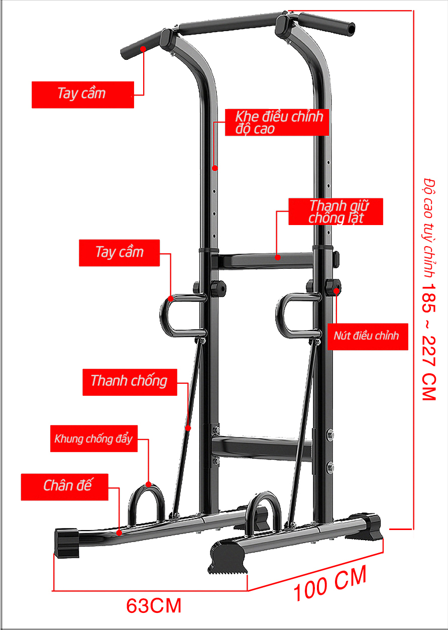 Bộ xà đơn, xà kép đa năng khung sắt sơn tĩnh điện Gymlink G5793 Sportslink