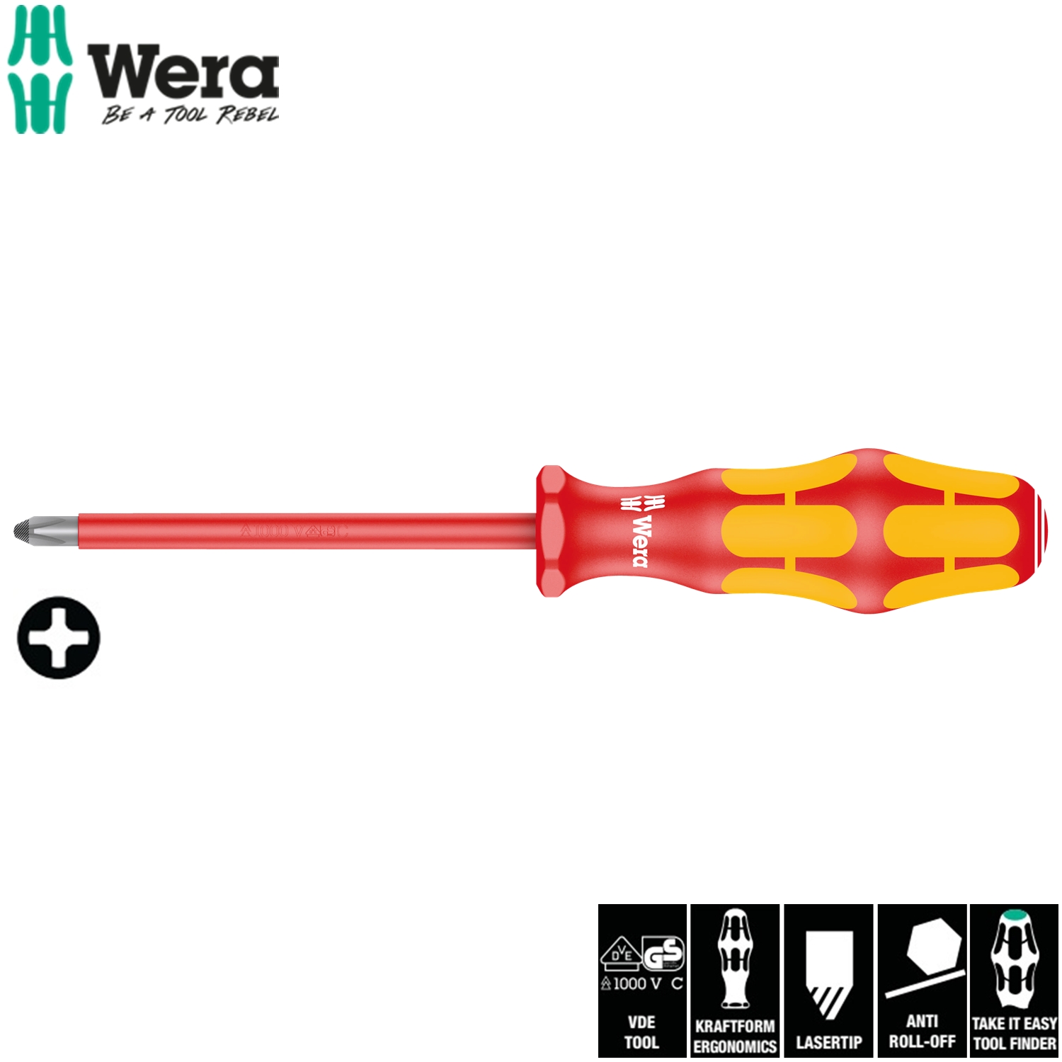 Tua vít cách điện 162 i ph vde, ph2 x 100mm,  Wera 05006154001