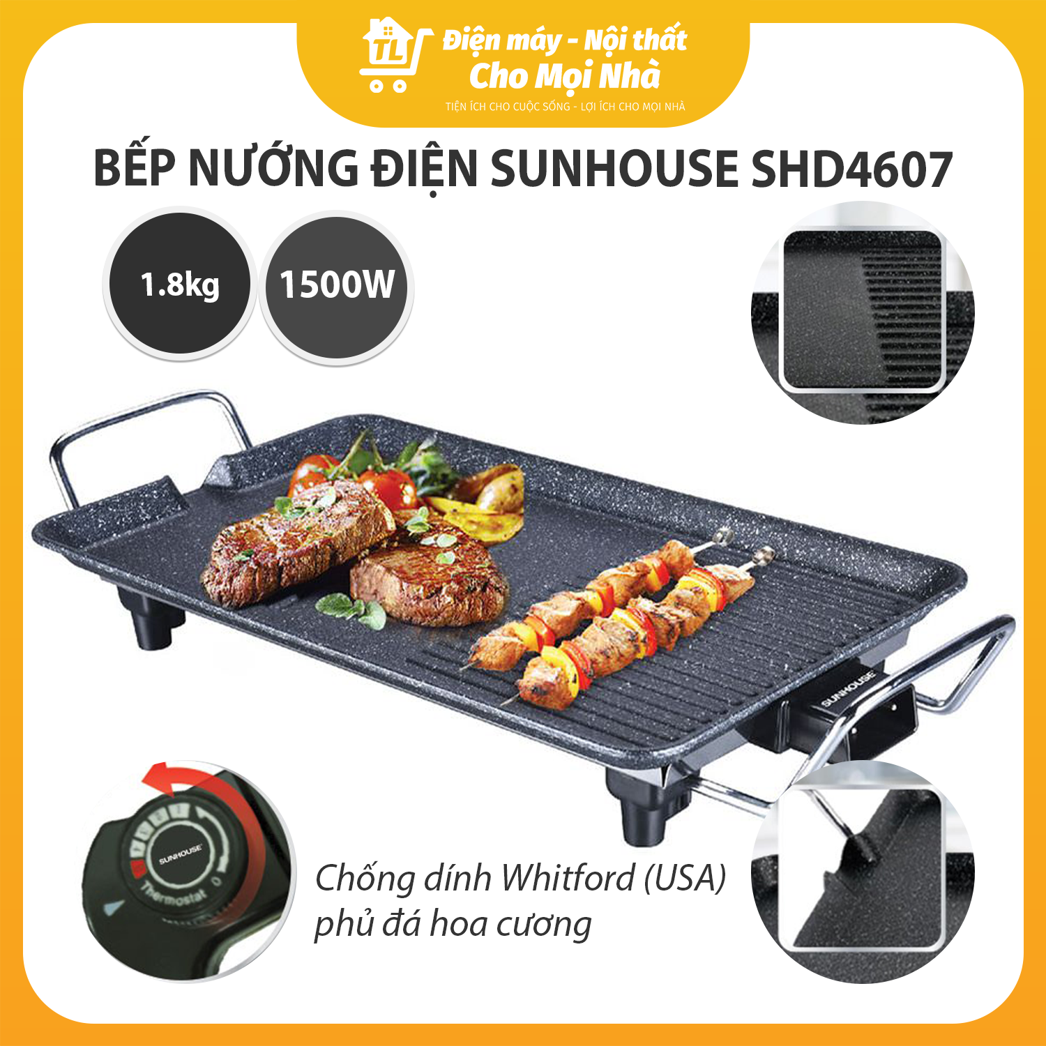 Bếp Nướng Điện Sunhouse SHD4607 (1500W) - Hàng chính hãng