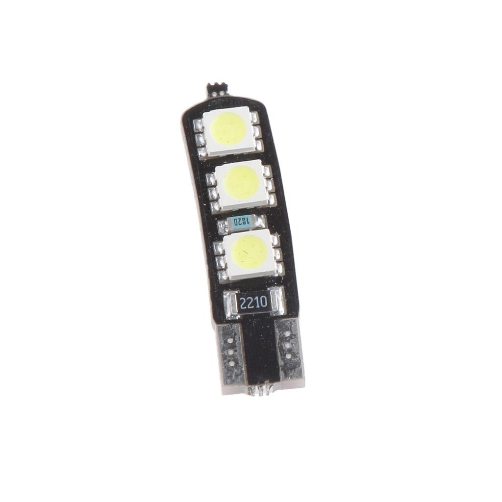 10pcs T10 5050 6SMD W5W LED Flashing Lamp Fire Warning Bulb Width Reading Tail - White