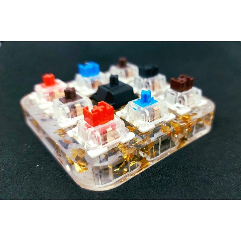 Switch Tester resin 9 key họa tiết lá vàng.