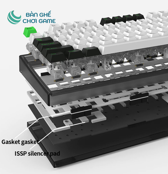 Bàn phím cơ FL-Esports GP87CP Gasket Mount White and Green - Hàng chính hãng