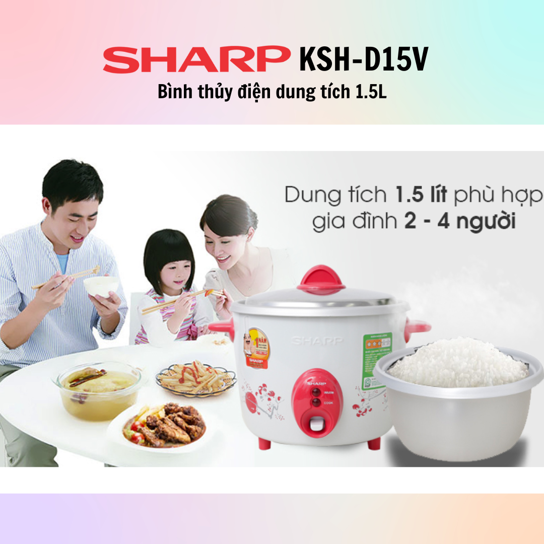 Nồi Cơm Điện Nắp Rời Sharp KSH-D15V (1.5L) - Màu Ngẫu Nhiên -  Hàng Chính Hãng