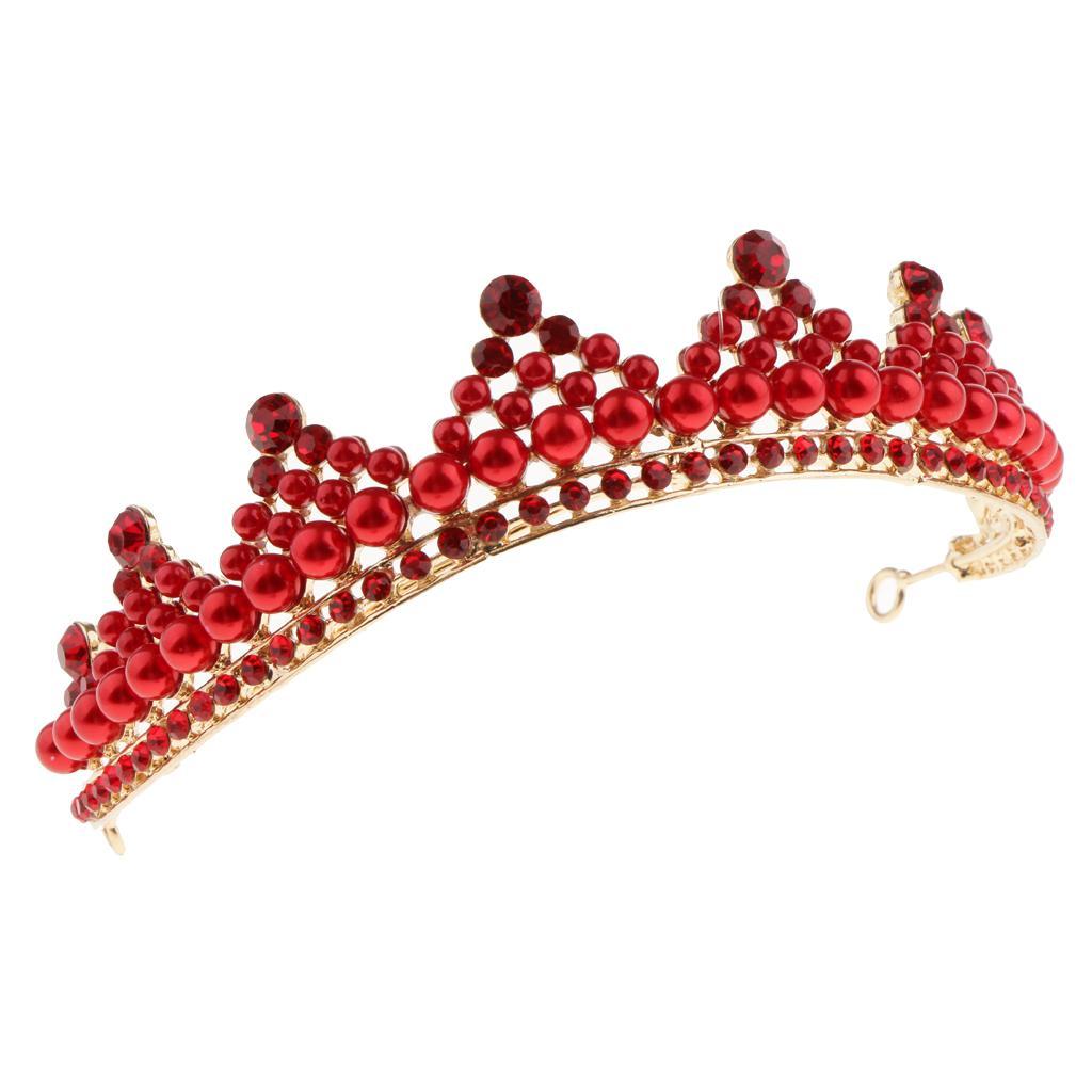 Wedding Bridal Pearls Crown Headband Earrings Girls Woman Party Jewelry Set