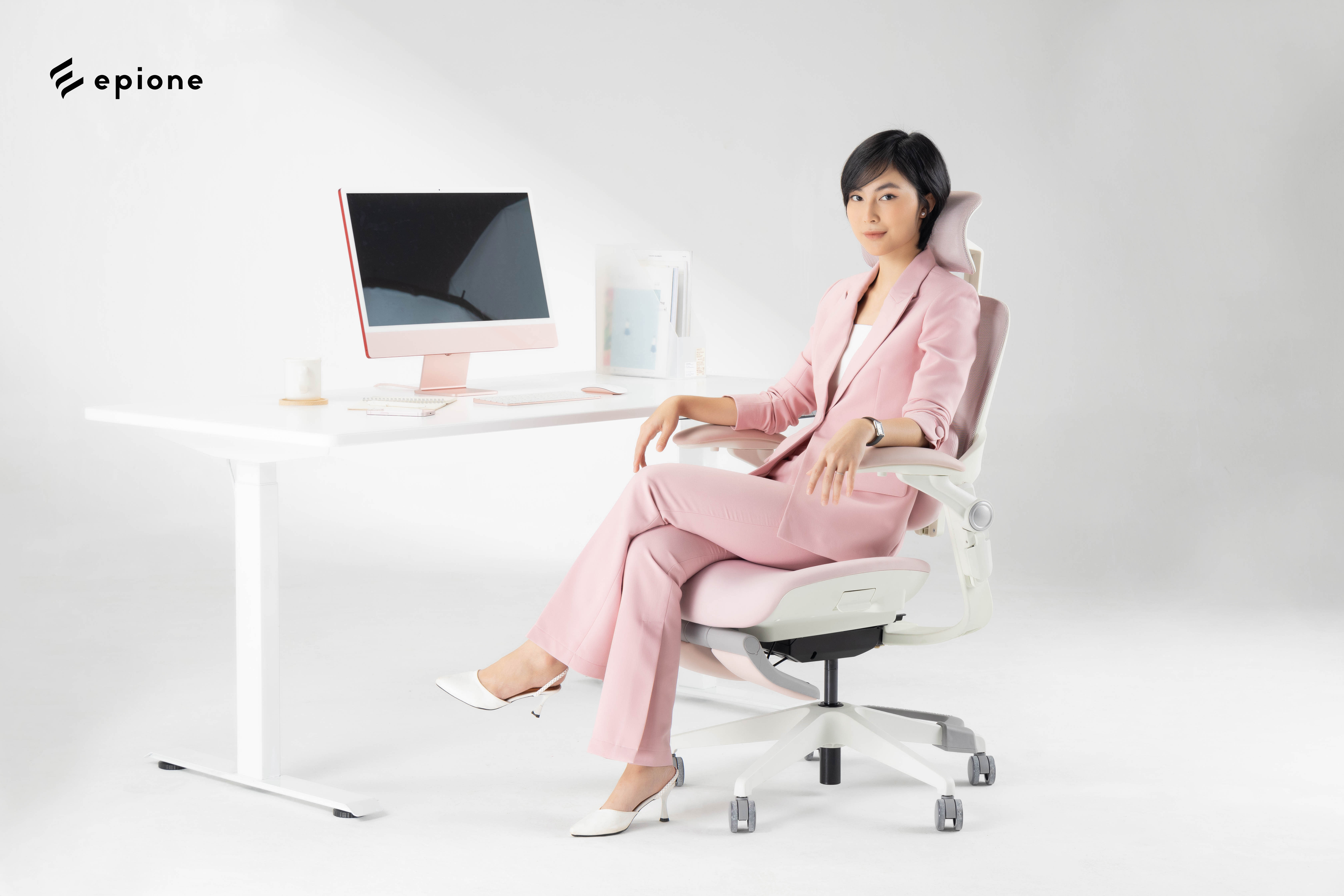 Ghế công thái học Epione Easy Chair 2.0 Ergohome bản chân KIM LOẠI sơn tĩnh điện mới nhất - ghế văn phòng giảm đau mỏi vai gáy, thắt lưng. Có bản Hông Blossom siêu nữ tính