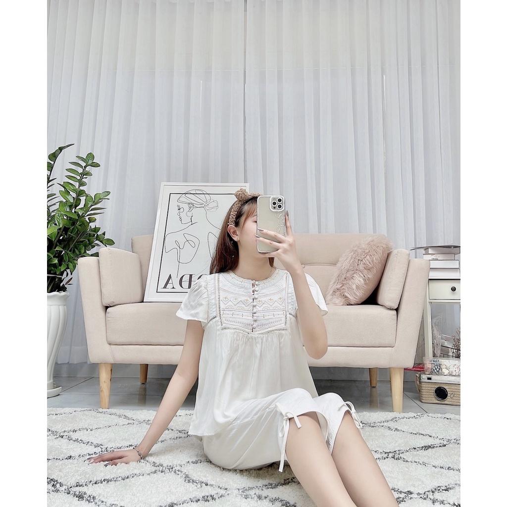 Đồ bộ tole F21 lửng babydoll thêu thổ cẩm(40-68kg)