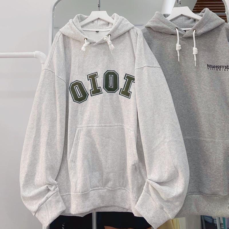 Áo Hoodie Nỉ Bông Unisex OIOI màu XÁM Nam nữ unisex ÁO KHOÁC HOODIE Jaystoree 