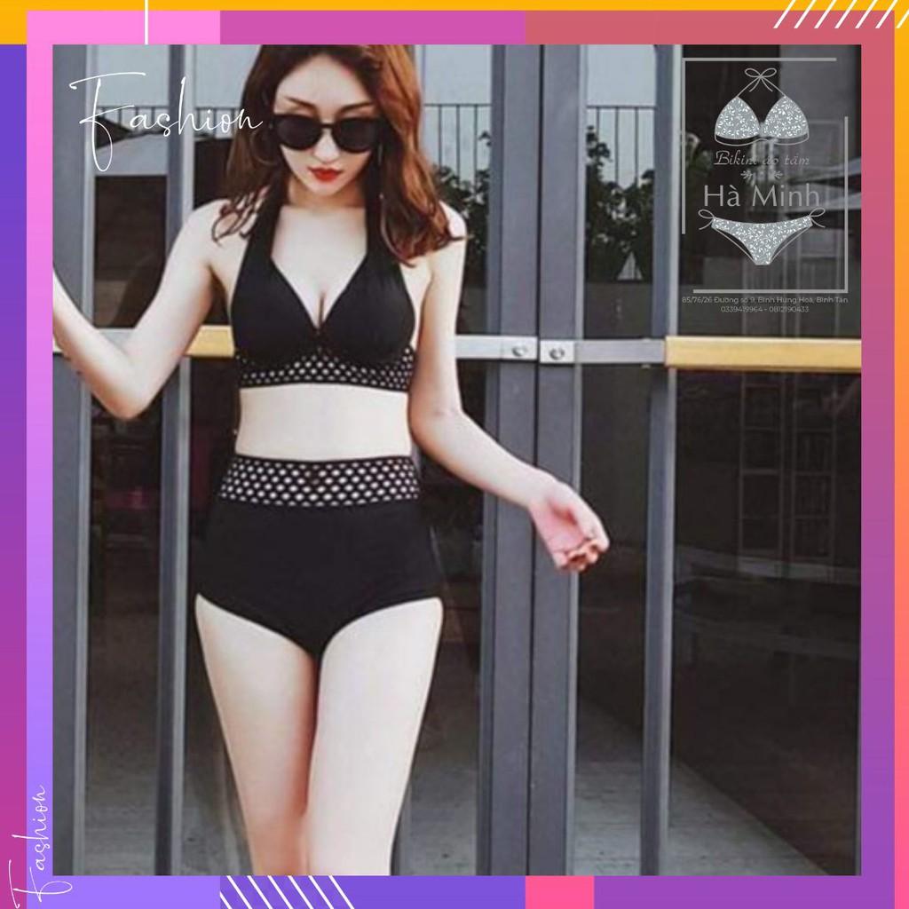 Bikini, Đồ Bơi Đi Biển Hai Mảnh Đen Phối Lưới Secxy AG08700