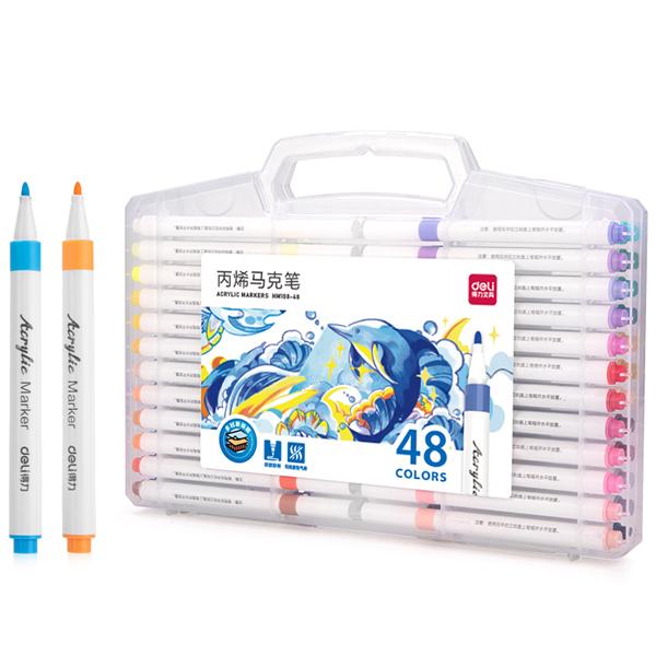 Hộp 48 Bút Lông Màu Acrylic Markers - Deli HM108-48