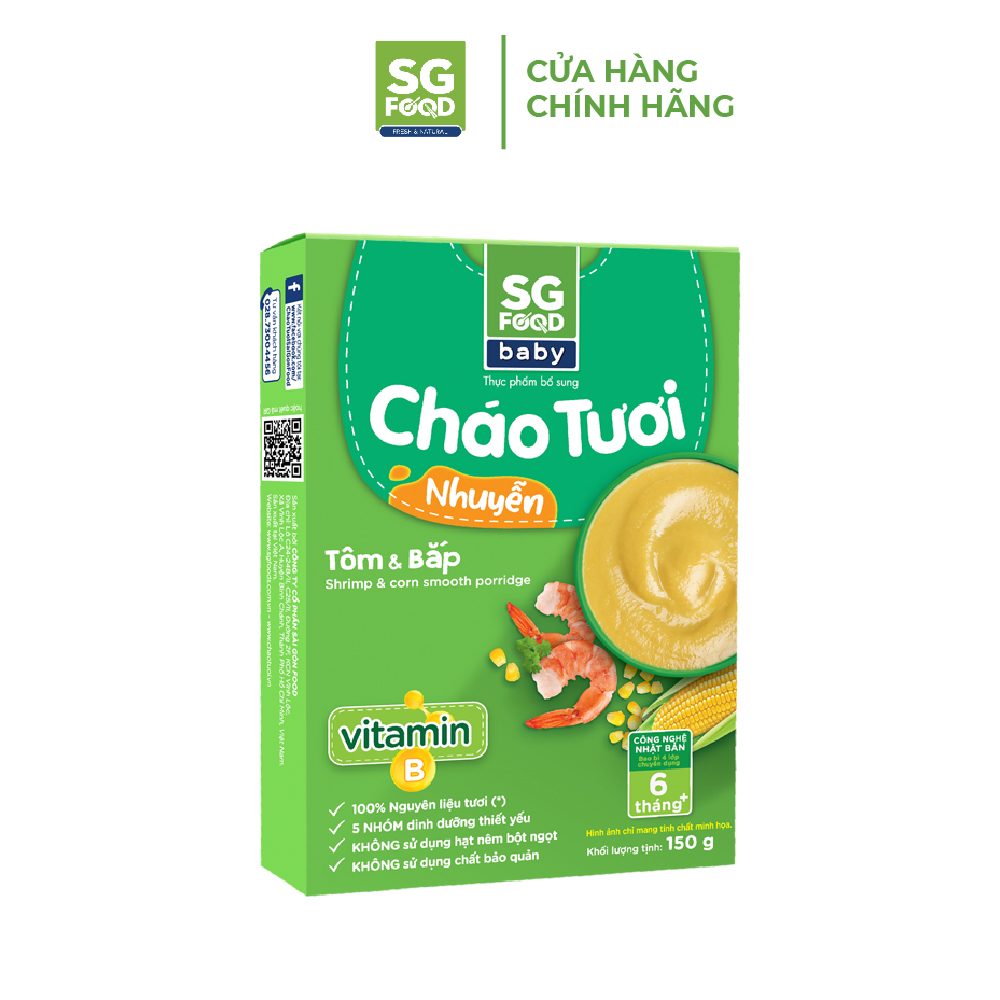 Thùng 30 Hộp Cháo Tươi Nhuyễn Sài Gòn Food Tôm &amp; Bắp 150g