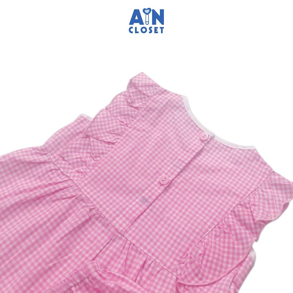 Bộ quần áo lửng bé gái họa tiết Caro tim hồng cotton - AICDBGFWAYKI - AIN Closet