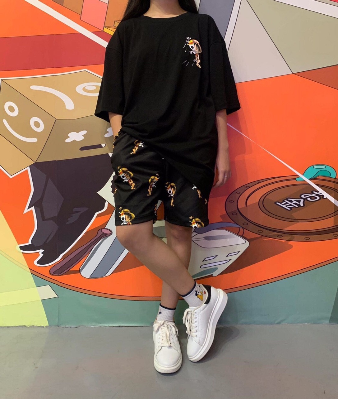 Bồ bộ thun tay lỡ hoat hình Luffy - Onepiece [ Nam Nữ