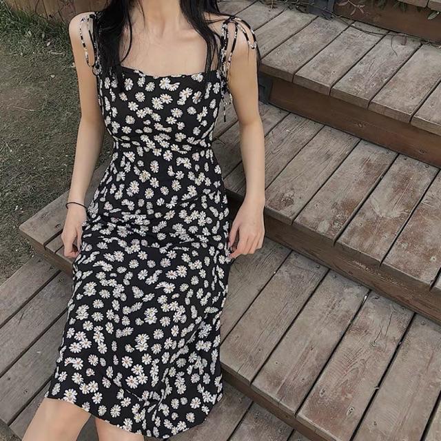 Đầm hai dây thắt nơ daisy hotrend summer 2020