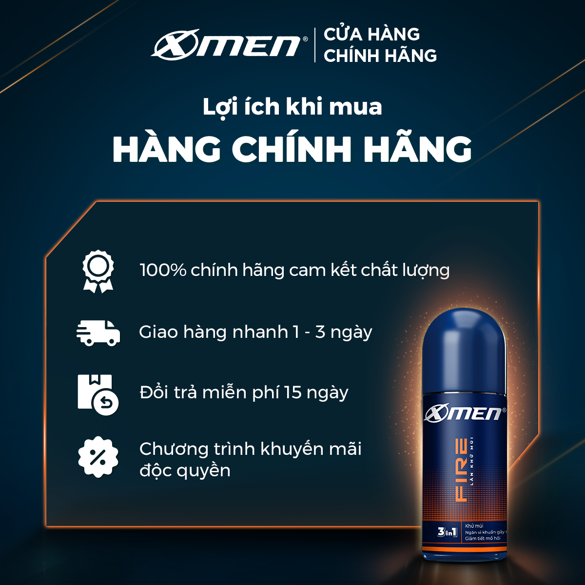 Lăn Khử Mùi X-Men Fire (50ml)