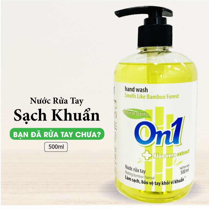 COMBO 2 Chai Nước rửa tay sạch khuẩn On1 hương Bamboo Charcoal (2 chai x 500ml) RT507