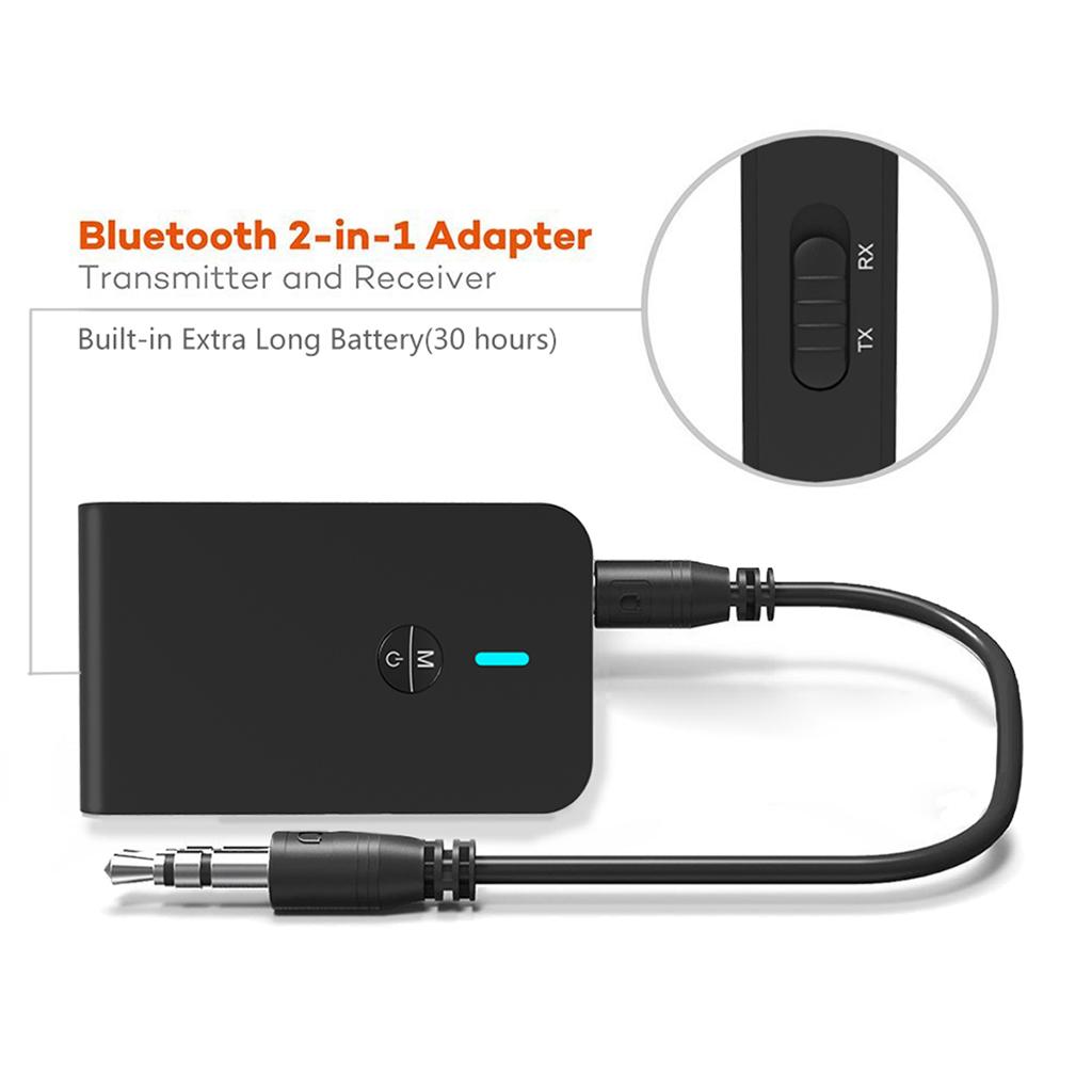 Bluetooth 5.0 Receiver Transmitter 2-in-1 3.5mm Bluetooth Audio Adapter For TV PC Headphone Speaker Car Home Sound System