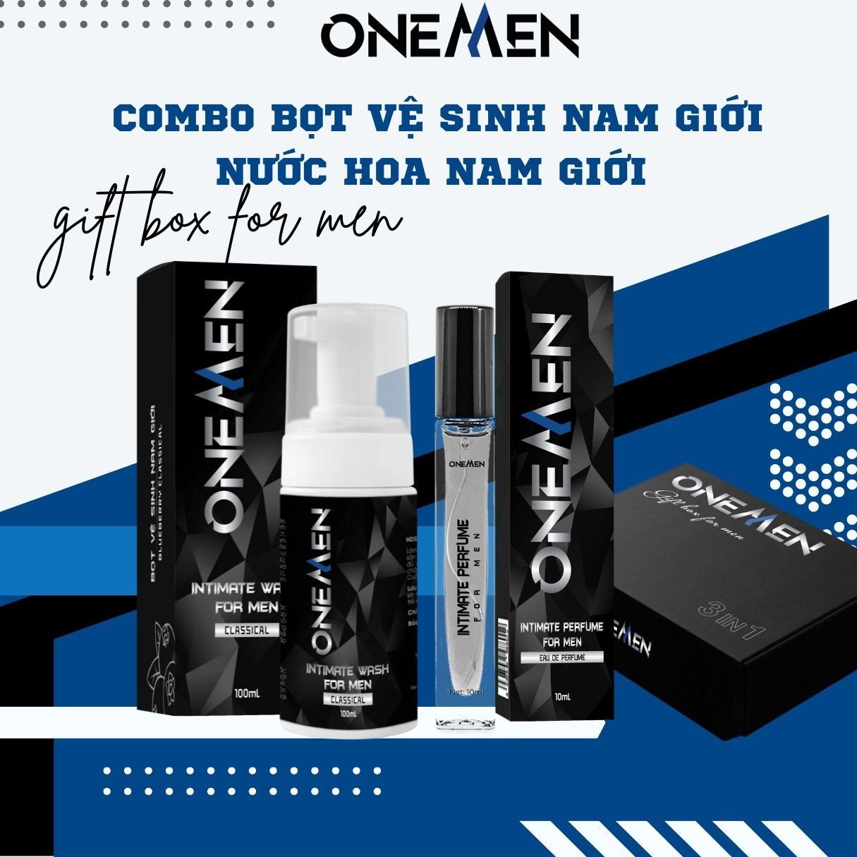 Combo Yêu Thích: Bọt Vệ Sinh Nam + Nước Hoa Nam Intimate Perfume For Men Lưu Hương Dịu Nhẹ 24h OneMen