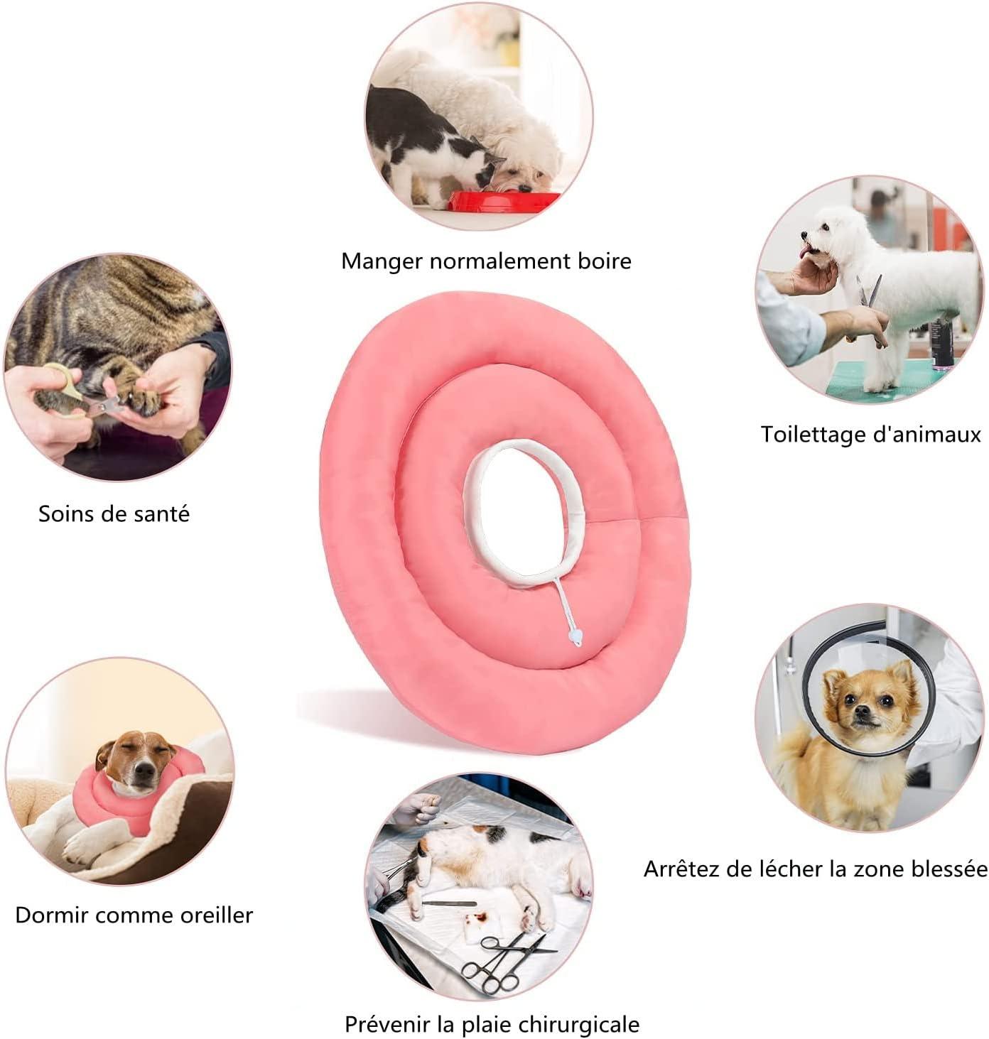 Vòng cổ cho mèo dễ thương, vòng cổ phục hồi cho chó mèo Vòng cổ cho chó chống liếm, có thể điều chỉnh để tránh chạm vào vết khâu, vết thương do liếm và trầy xước