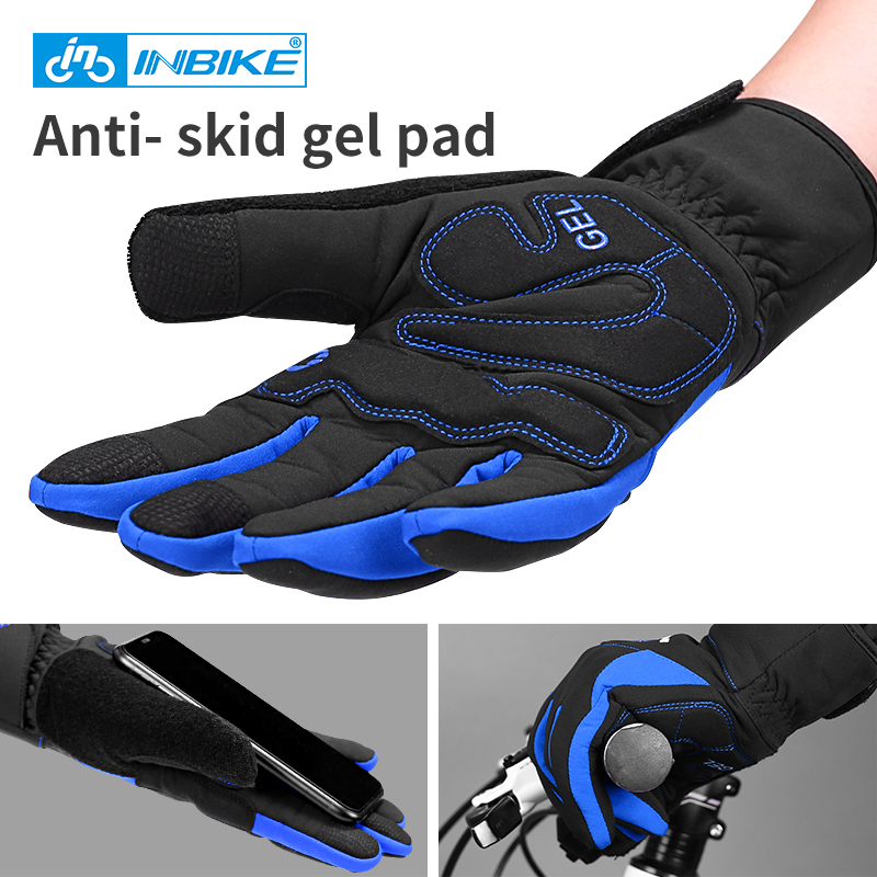 Găng tay xe đạp Inbike Găng tay xe đạp mùa đông Găng tay đầy đủ ngón tay đàn ông phản chiếu găng tay xe đạp cho xe máy đi xe máy Color: 966R Size: L