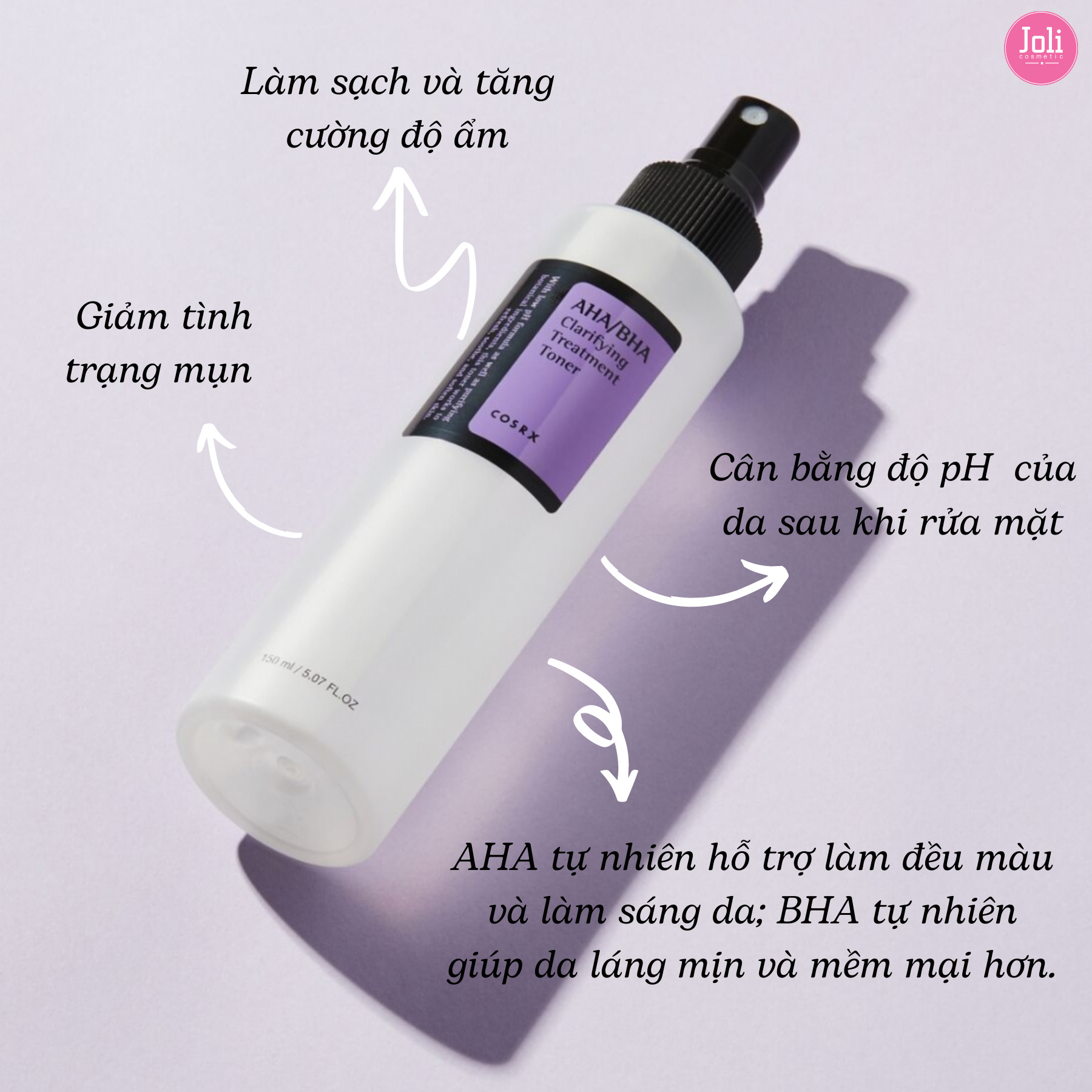 Nước hoa hồng Làm Dịu Da Mụn, Cấp Ẩm Dưỡng Sáng Da COSRX AHA/BHA CLARIFYING TREATMENT TONER 50ml/100ml