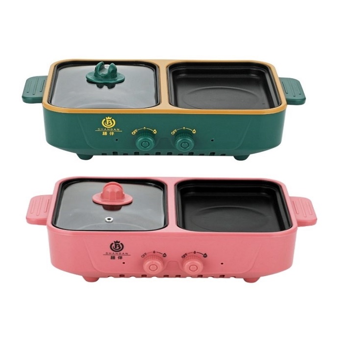Bếp điện lẩu nướng 2 ngăn mini - Giao màu ngẫu nhiên