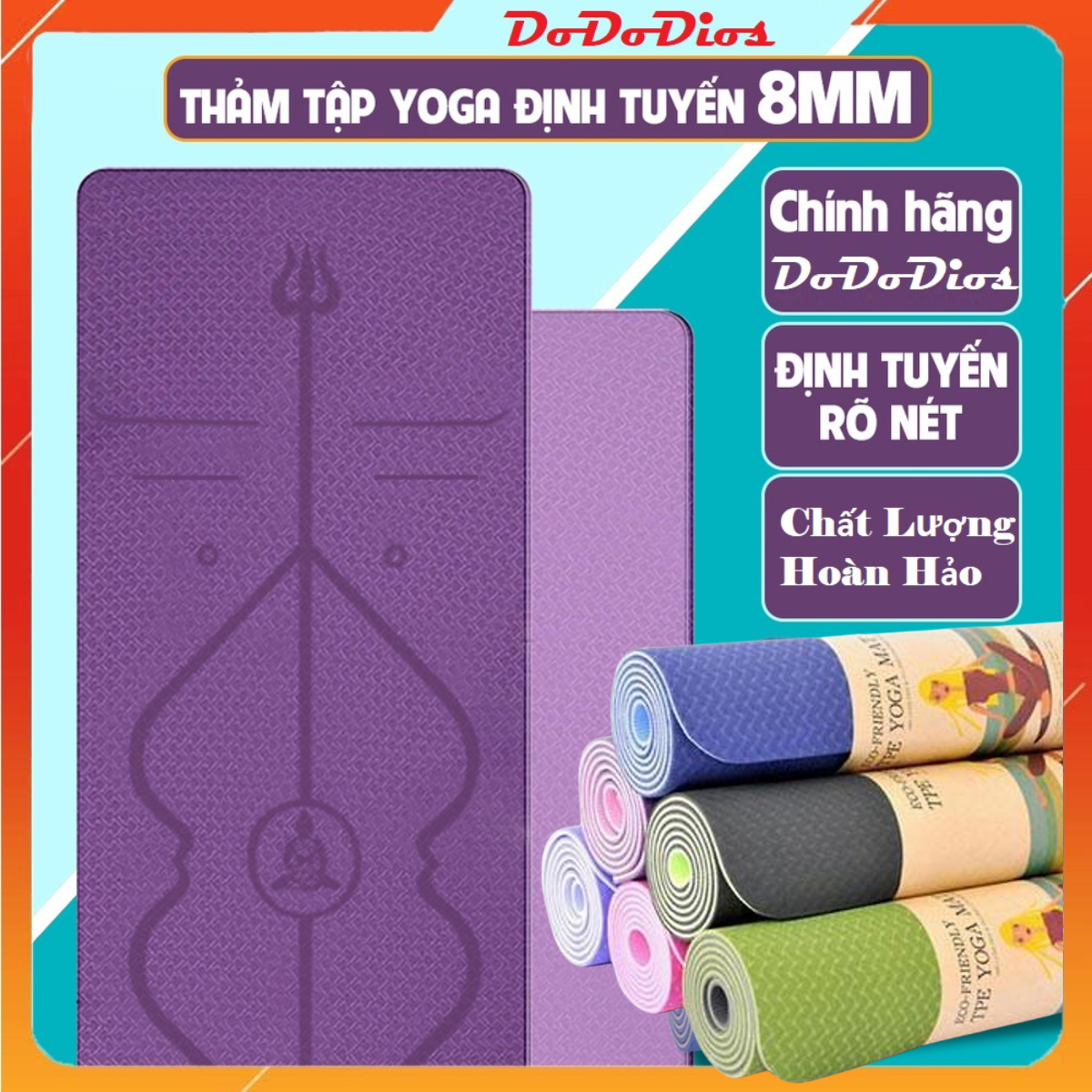 Thảm Tập Yoga Định Tuyến TPE cao cấp tặng kèm túi đựng - Thảm yoga chống trượt chính hãng, Thảm Tập Yoga, Thảm Tập Gym Định Tuyến TPE dododios, Thảm Yoga Chống Trượt