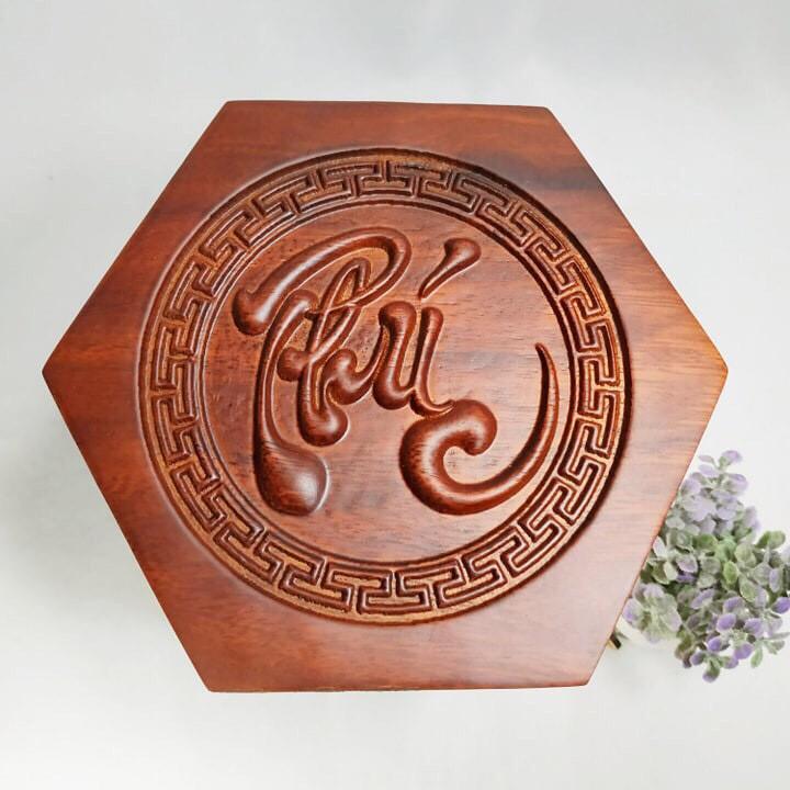 HỘP ĐỰNG TRÀ CHỮ PHÚC LỤC GIÁC