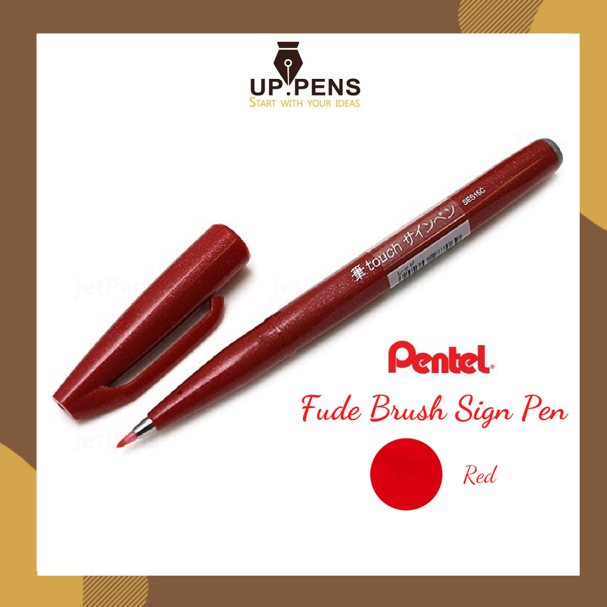 Bút lông viết chữ calligraphy Pentel Fude Touch Brush Sign Pen - Màu đỏ (Red)
