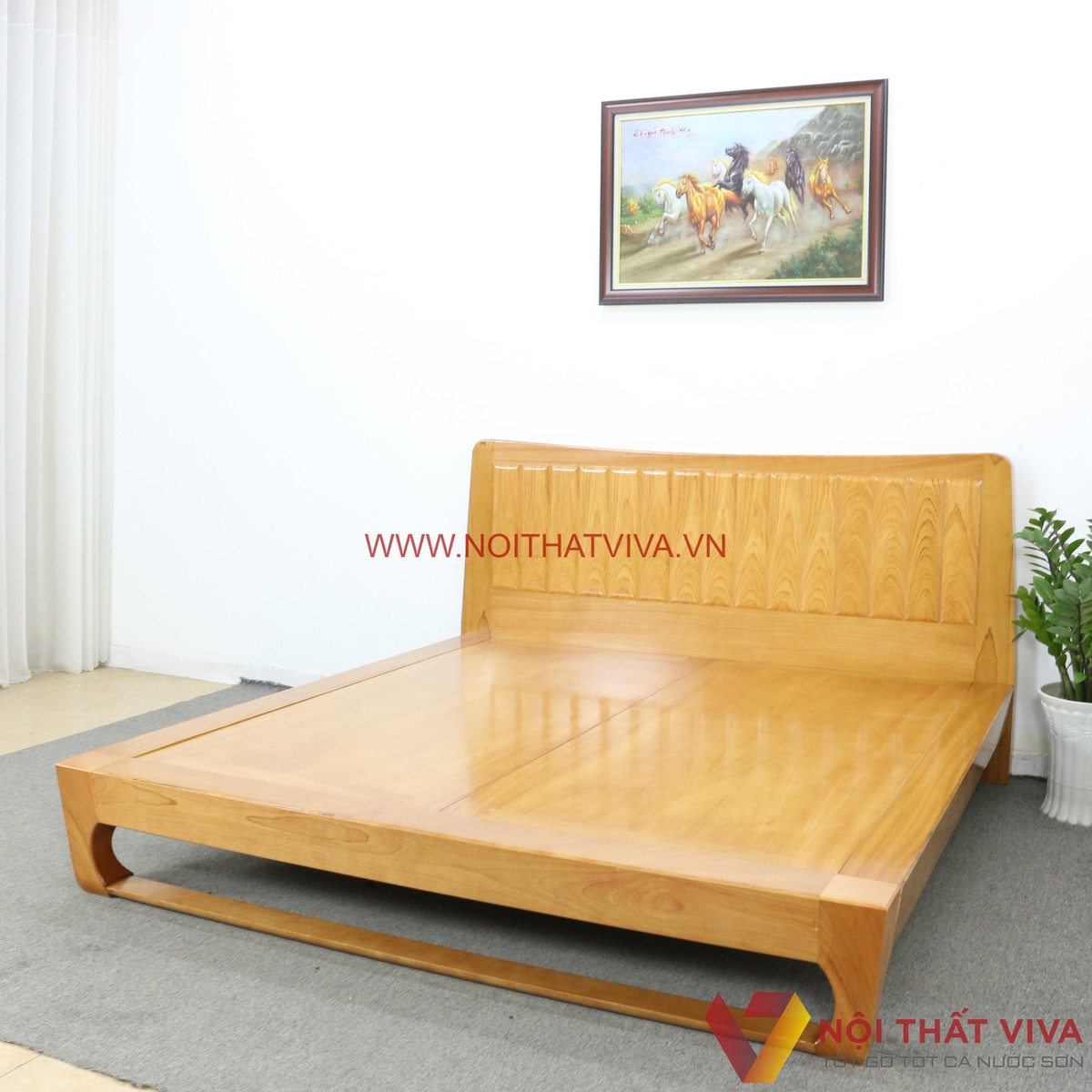 Giường Gỗ Gõ Đỏ Hiện Đại Chân Quỳ Kiểu Nhật Sang Trọng Đẳng Cấp