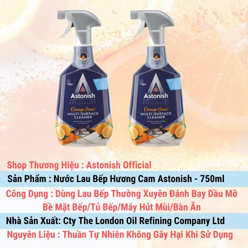 Xịt tẩy vệ sinh bếp hương cam tẩy mạnh mẽ các vết bẩn dầu mỡ và những vết thức ăn bị cháy khét bám trên bề mặt bếp