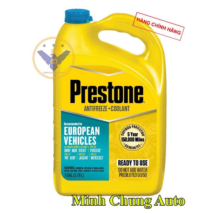 COMBO nước làm mát động cơ xe ô tô màu xanh PRESTONE EUROPEAN 3.78L + Súc Két Nước Bluechem