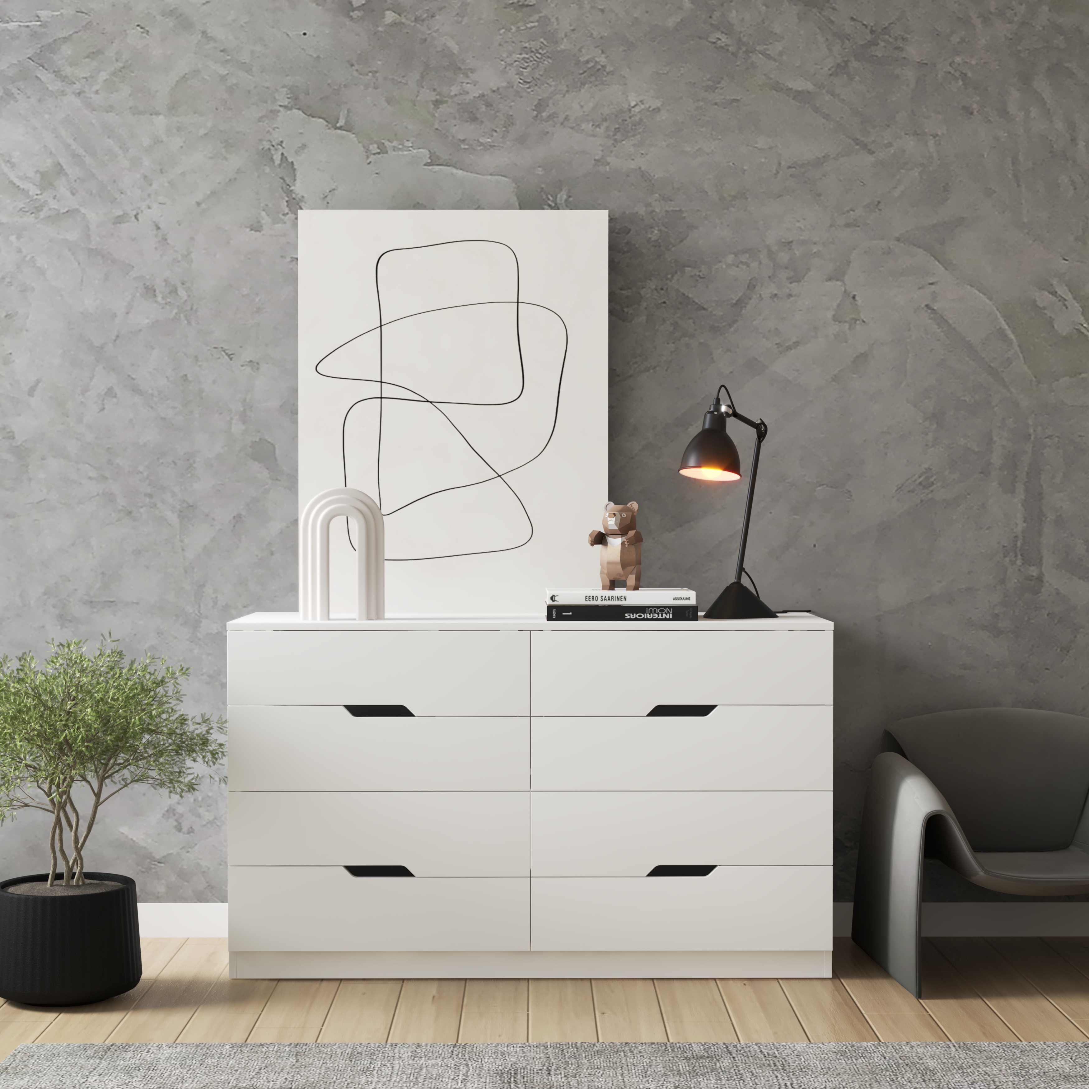 [Happy Home Furniture] DASH , Tủ đựng đồ - 8 ngăn kéo , 132cm x 46cm x 78cm ( DxRxC), THK_053
