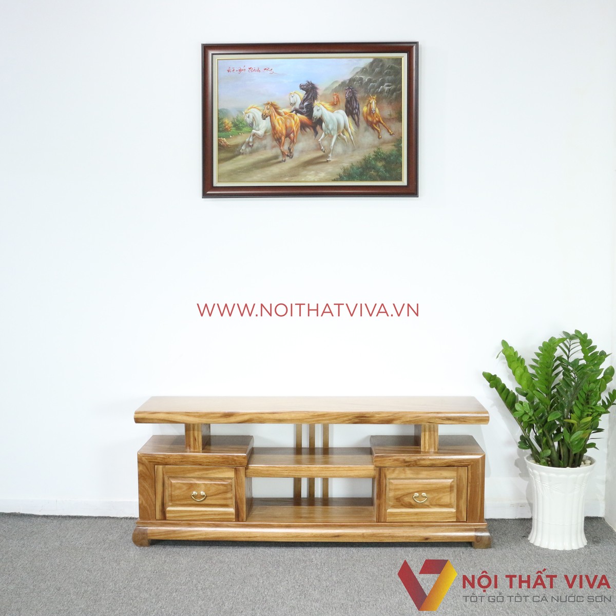Kệ Tivi Gỗ Hương Xám 2 Hộc Kéo Bền Đẹp Giá Rẻ