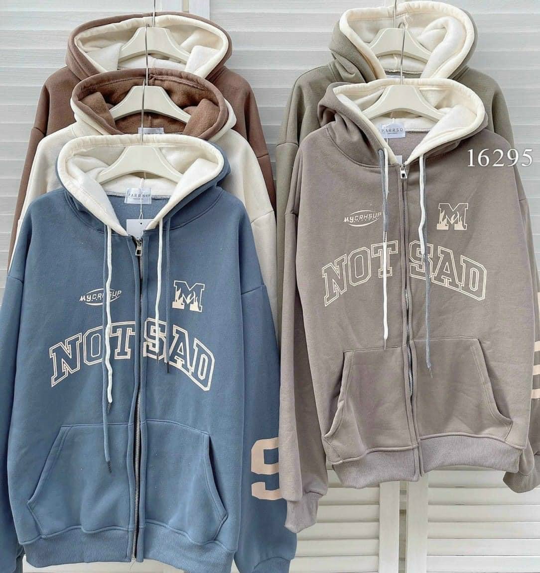 ÁO khoác hoodie form rộng [CÓ ẢNH THẬT] Áo khoác hoodie nam nữ form rộng hai nón NOT SAD