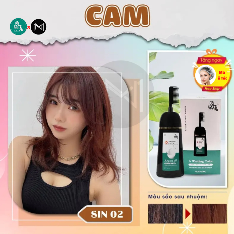 Dầu gội đổi màu tóc Sin Hair 500ml màu Cam thời thượng quý phái