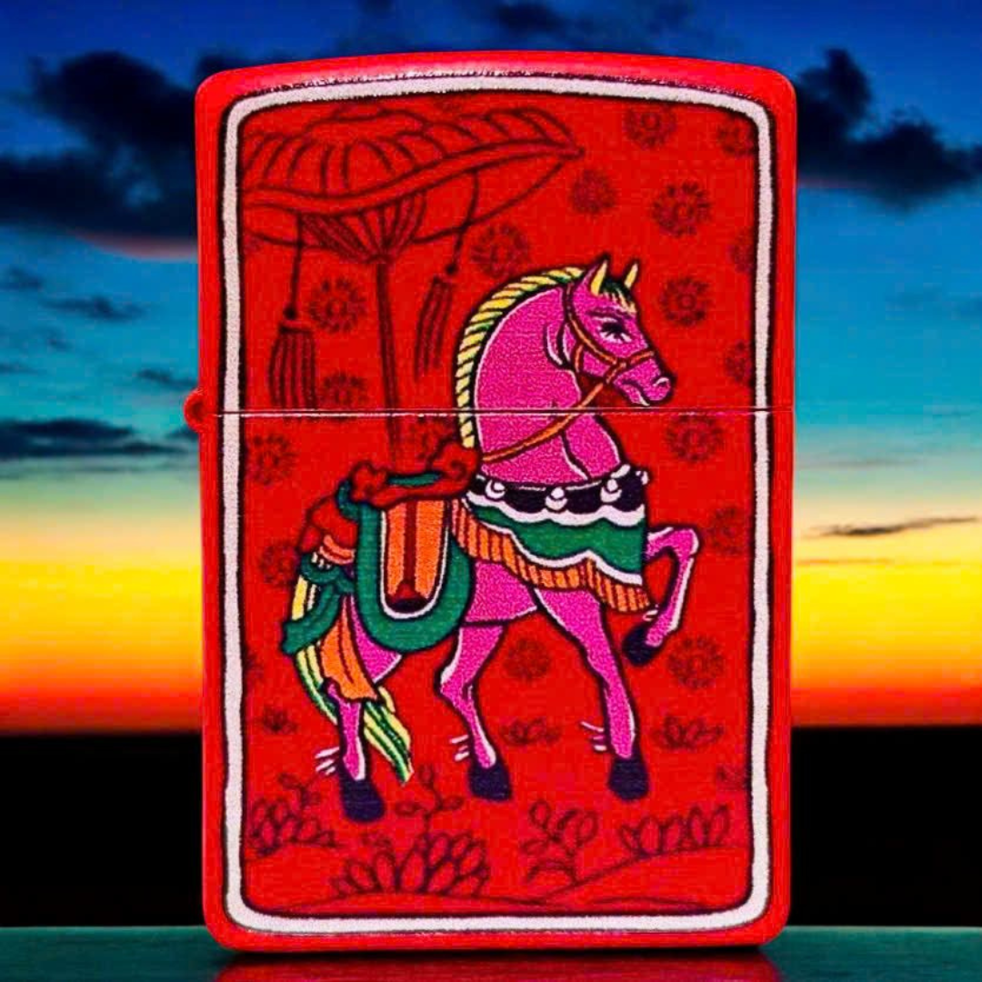 Bật lửa Zippo Year of the Horse - Phiên Bản 12 Con Giáp (Tuổi Ngọ) Thiết Kế Việt Nam, Sơn Tĩnh Điện Đỏ May Mắn Chính Hãng
